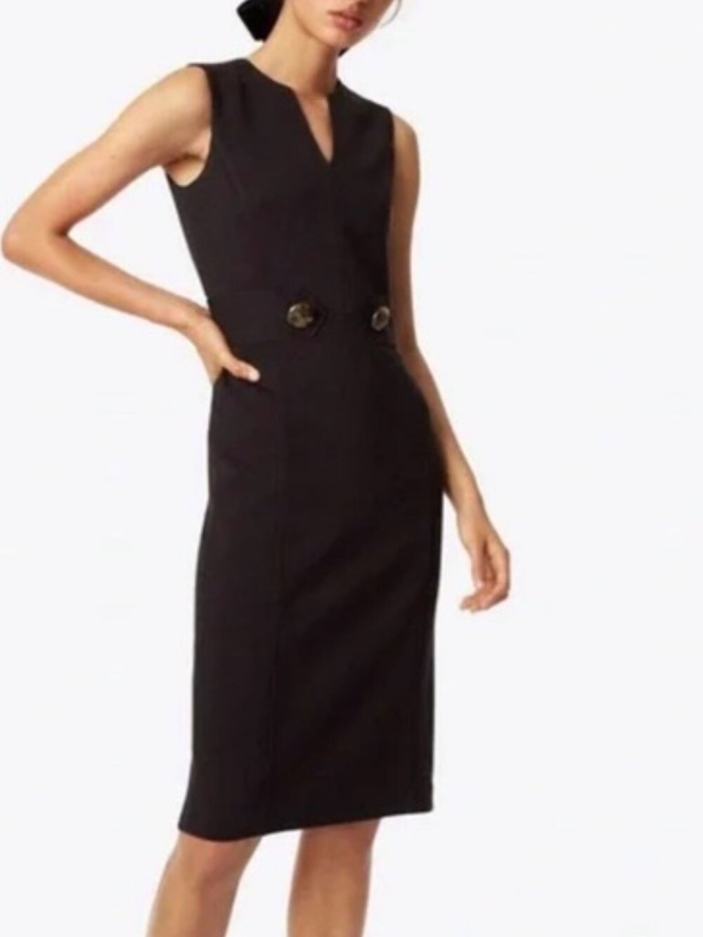 NEW WITH TAGS: Tory Burch Briana Sleeveless V-Neck Midi Sheath Wool Dress, S/P
